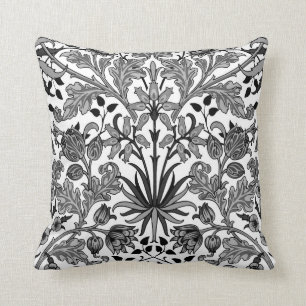William Morris Hyacinth Print, grau, schwarz & wei Kissen