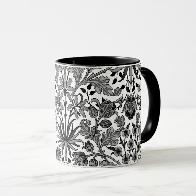 William Morris Hyacinth Print, grau, schwarz & wei Tasse (VorderseiteRechts)