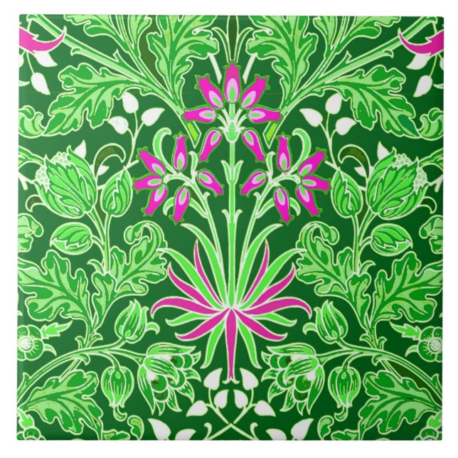 William Morris Hyacinth Print, Lime Green Fliese (Vorderseite)