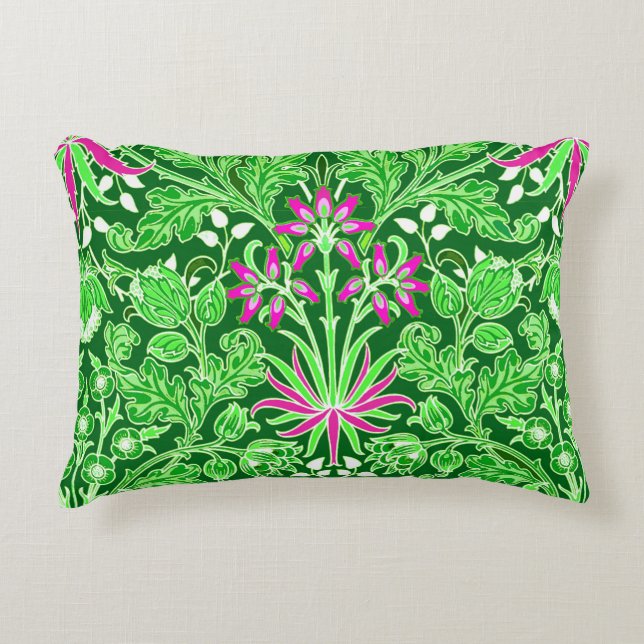 William Morris Hyacinth Print Limon & Emerald Gree Dekokissen (Vorderseite)