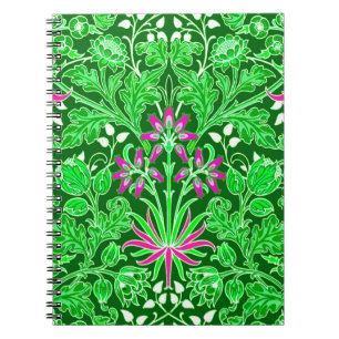 William Morris Hyacinth Print, Limon und Emerald Notizblock