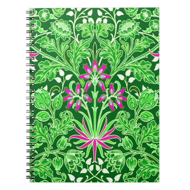 William Morris Hyacinth Print, Limon und Emerald Notizblock (Vorderseite)