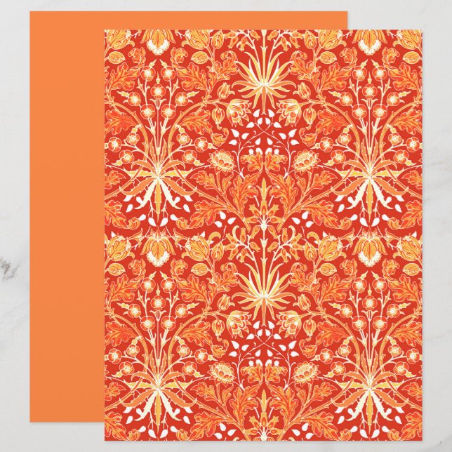 William Morris Hyacinth Print, Mandarin Orange (Vorne/Hinten)