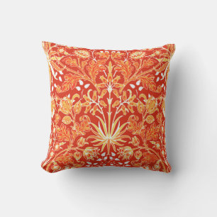 William Morris Hyacinth Print, Mandarin Orange Kissen