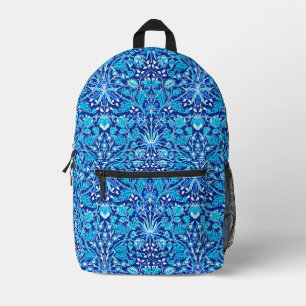 William Morris Hyacinth Print, Navy & Cobalt Blue Bedruckter Rucksack