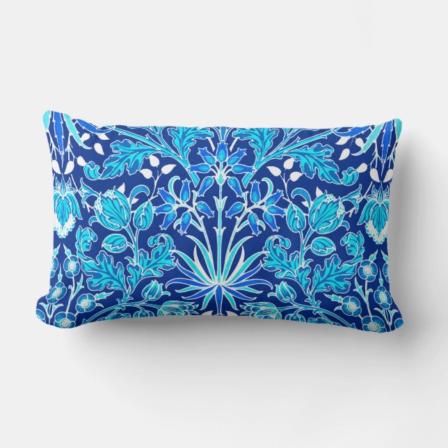 William Morris Hyacinth Print, Navy & Cobalt Blue Lendenkissen (Vorderseite)