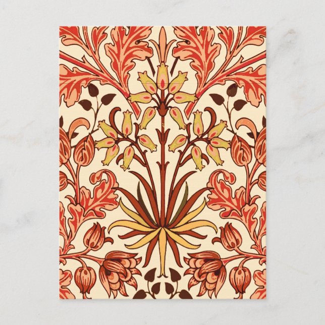 William Morris Hyacinth Print, Orange und Rust Postkarte (Vorderseite)