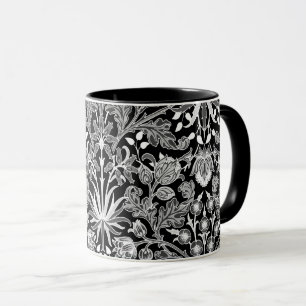 William Morris Hyacinth Print, Schwarz und Weiß Tasse