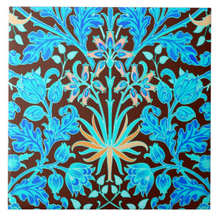 William Morris-Hyazinthen-Druck, Aqua und Brown Fliese