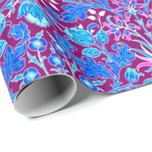 William Morris Hyazinthen-Druck, Aqua und Lila Geschenkpapier