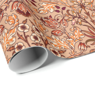 William Morris Hyazinthen-Druck, Braun und Beige Geschenkpapier
