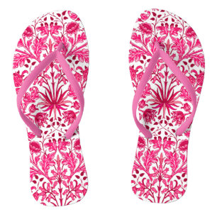 William Morris Hyazinthen-Druck, Burgund und Rosa Flip Flops