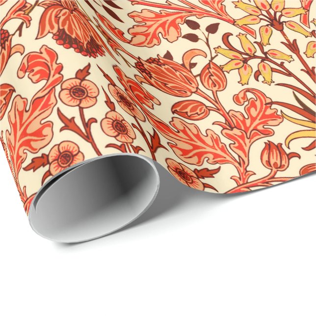William Morris-Hyazinthen-Druck, Orange und Rost Geschenkpapier (Rolleneckpunkt)