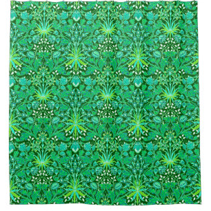 William Morris-Hyazinthen-Druck, Smaragdgrün Duschvorhang