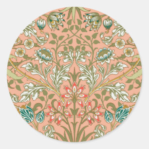 William Morris Hyazinthen-Muster Staubrose Runder Aufkleber