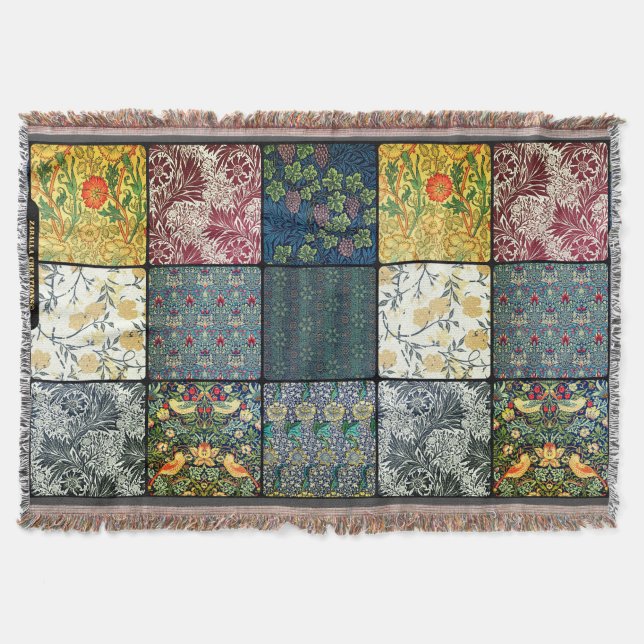 William * Morris II Art Nouveau Quilt Patch-Wurfde Decke (Vorderseite)