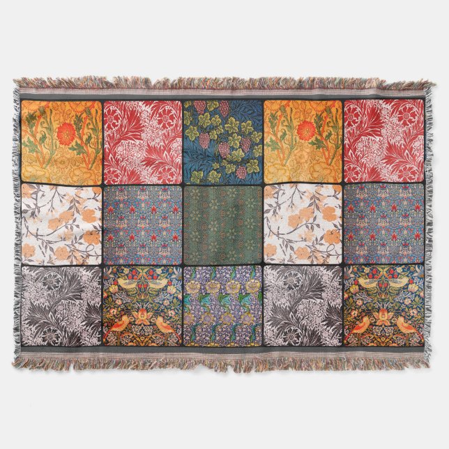 William * Morris III Quilt Patch Throw Decke (Vorderseite)