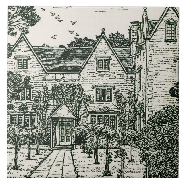 William Morris - Illustration von seinem Haus 1893 Fliese (Vorderseite)