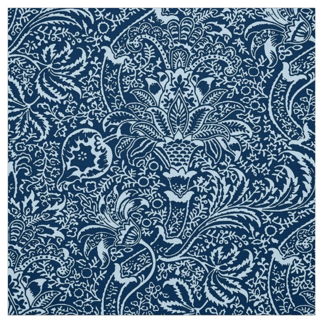 William Morris-Inder, Indigo und Himmel-Blau Stoff (Muster)
