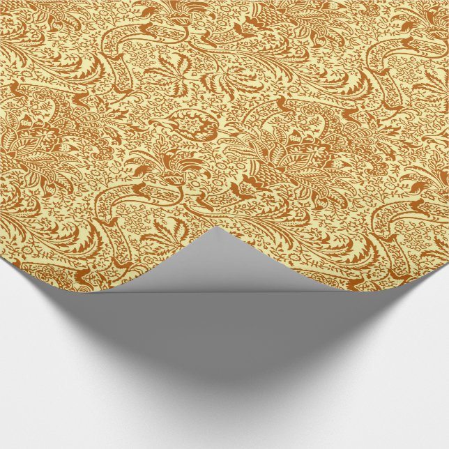 William Morris-Inder, Senf-Gelb und Gold Geschenkpapier (Ecke)