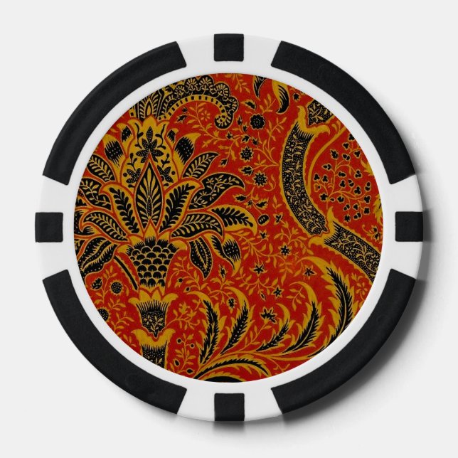 William Morris India Red Floral Pokerchips (Vorderseite)