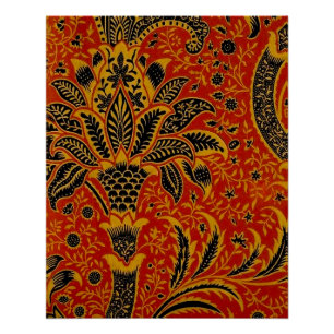 William Morris India Red Floral Poster