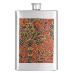 William Morris India Rot Blumen Vintage Klassiker Flachmann
