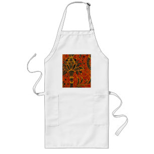 William Morris India Rot Blumen Vintage Klassiker Lange Schürze