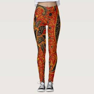William Morris India Rot Blumen Vintage Klassiker Leggings