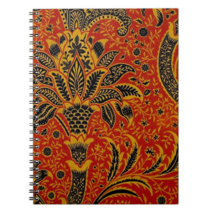 William Morris India Rot Blumen Vintage Klassiker Notizblock