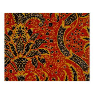 William Morris India Rot Blumen Vintage Klassiker Poster