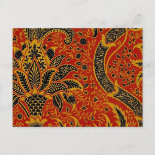 William Morris India Rot Blumen Vintage Klassiker Postkarte