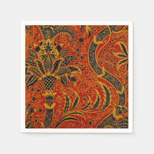 William Morris India Rot Blumen Vintage Klassiker Serviette