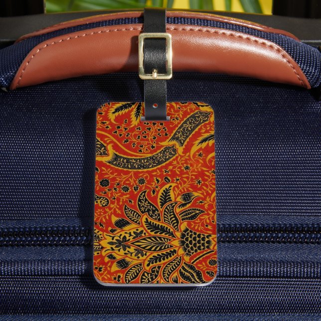 William Morris India Rot floral Gepäckanhänger (Vorderseite Insitu 2)