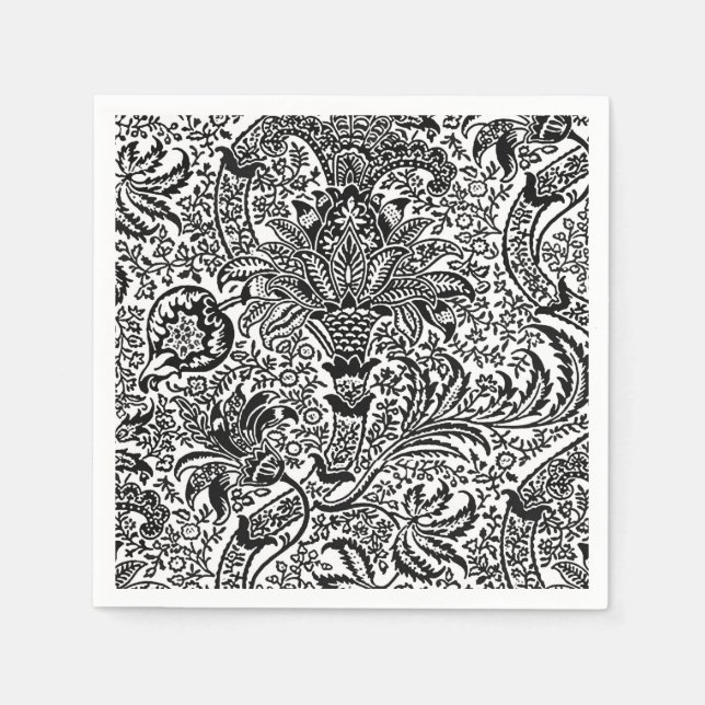 William Morris Indian, Black and White Serviette (Vorderseite)
