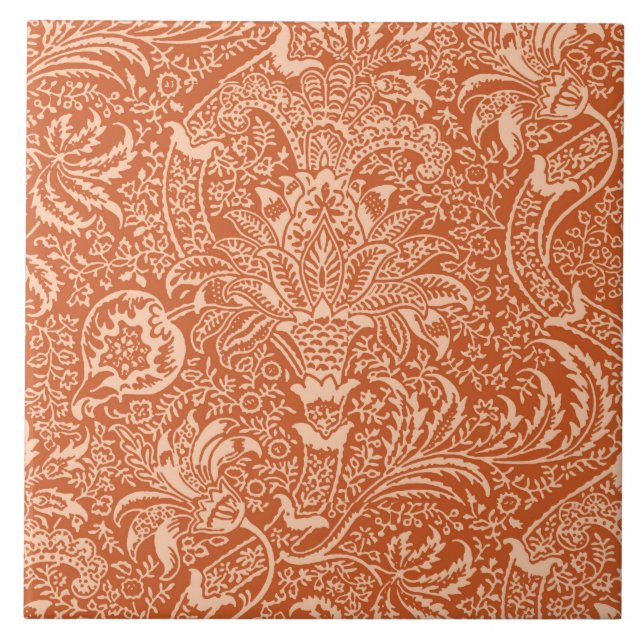 William Morris Indian, Coral Orange und Peach Fliese (Vorderseite)