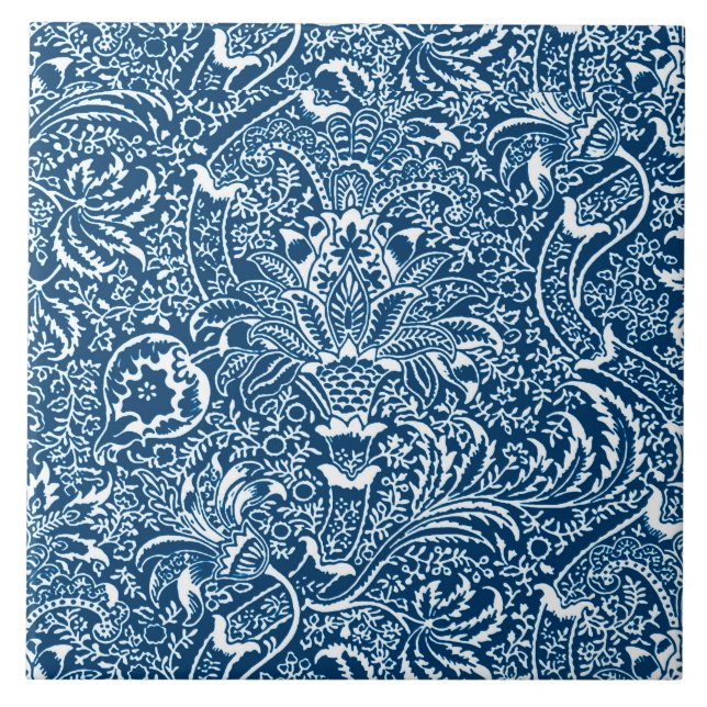 William Morris Indian, Indigo Blue und White Fliese (Vorderseite)