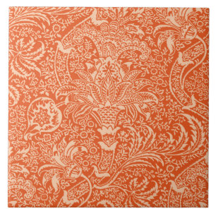 William Morris Indian, Korallenorange und Pfirsich Fliese