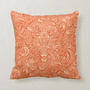 William Morris Indian, Korallenorange und Pfirsich Kissen