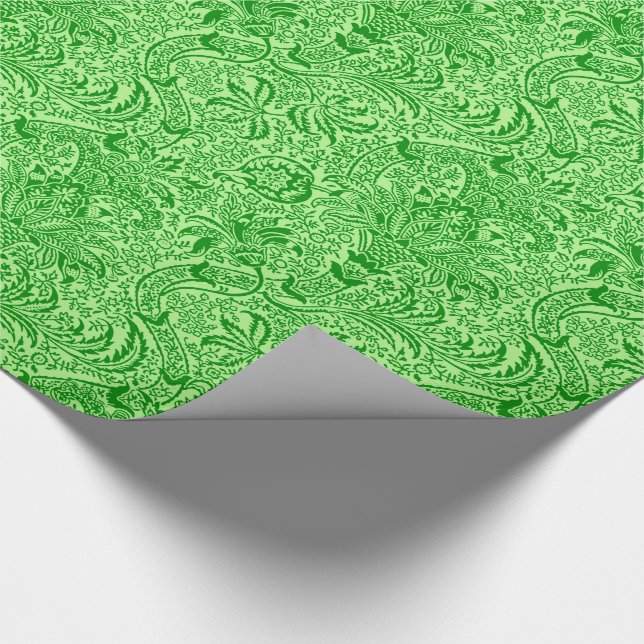 William Morris Indian, Limon und Kiwi Green Geschenkpapier (Ecke)