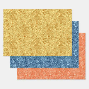 William Morris Indian, Mustard, Blue, Orange  Geschenkpapier Set