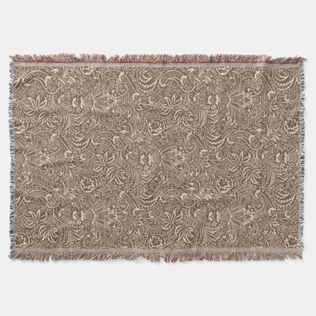 William Morris Indian, Taupe Tan und Beige Decke (Vorderseite)