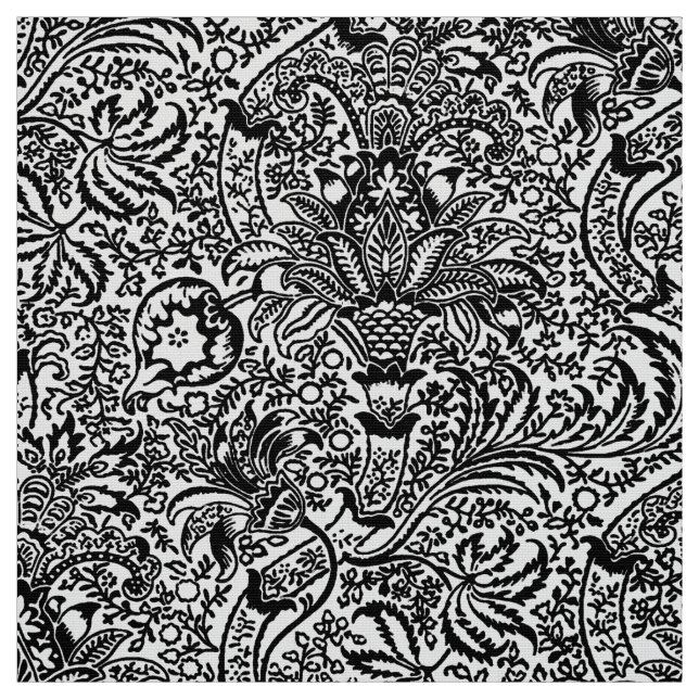 William Morris indisch, Weiß und Schwarzes Stoff (Muster)