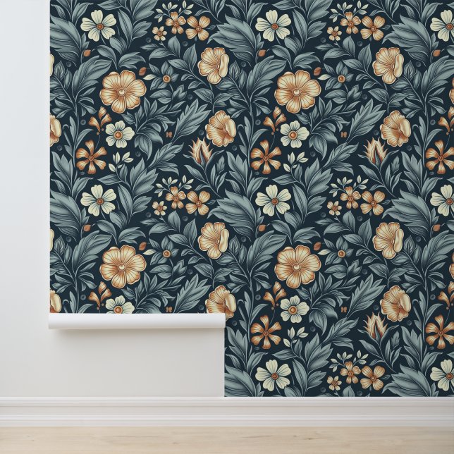 William Morris Inspired Botanical Style Pattern Tapete (Anwendung)