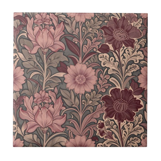 William Morris Inspired Floral Pattern Fliese (Vorderseite)