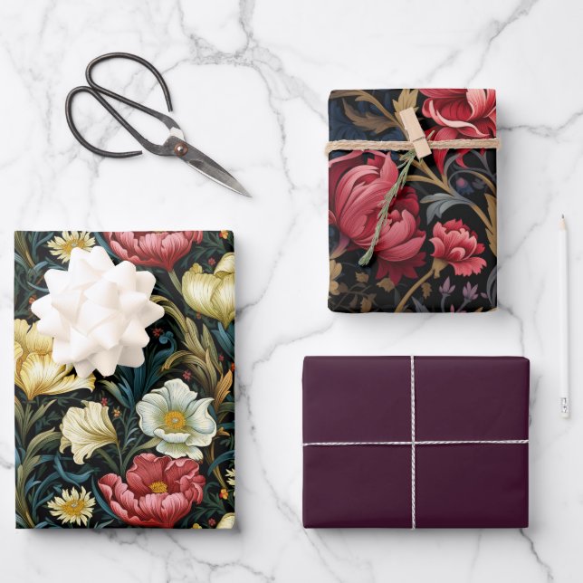 William Morris Inspiriert 3 Geschenkpapier Set (Vorderseite)