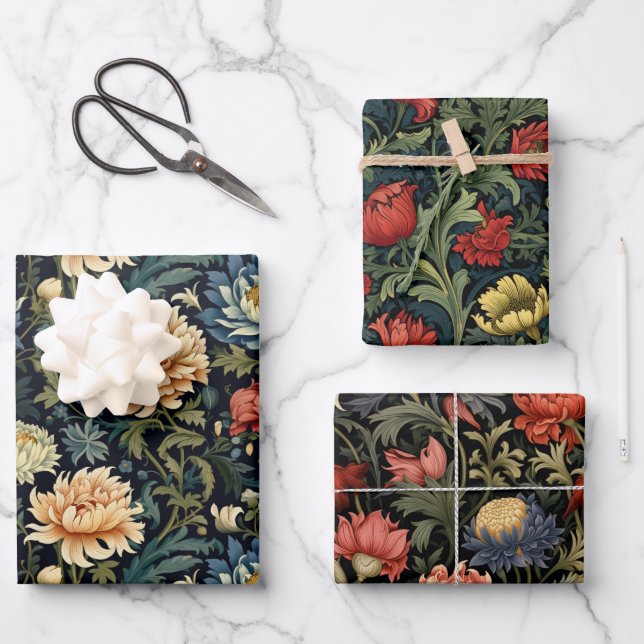 William Morris Inspiriert 4 Geschenkpapier Set (Vorderseite)