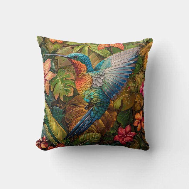 William Morris Inspiriert Hummingbird Throw Pillow Kissen (Vorderseite)