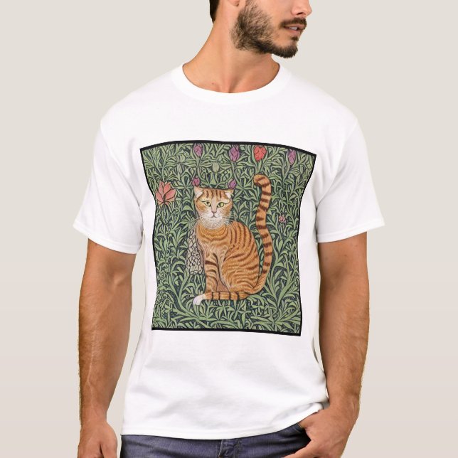 William Morris Inspiriert Katze 1 T-Shirt (Vorderseite)