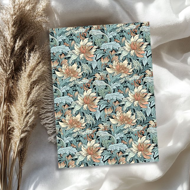 William Morris inspiriert Pastellblauer Elfenbeinp Seidenpapier (William Morris inspired pastel blue ivory peach Tissue Paper)